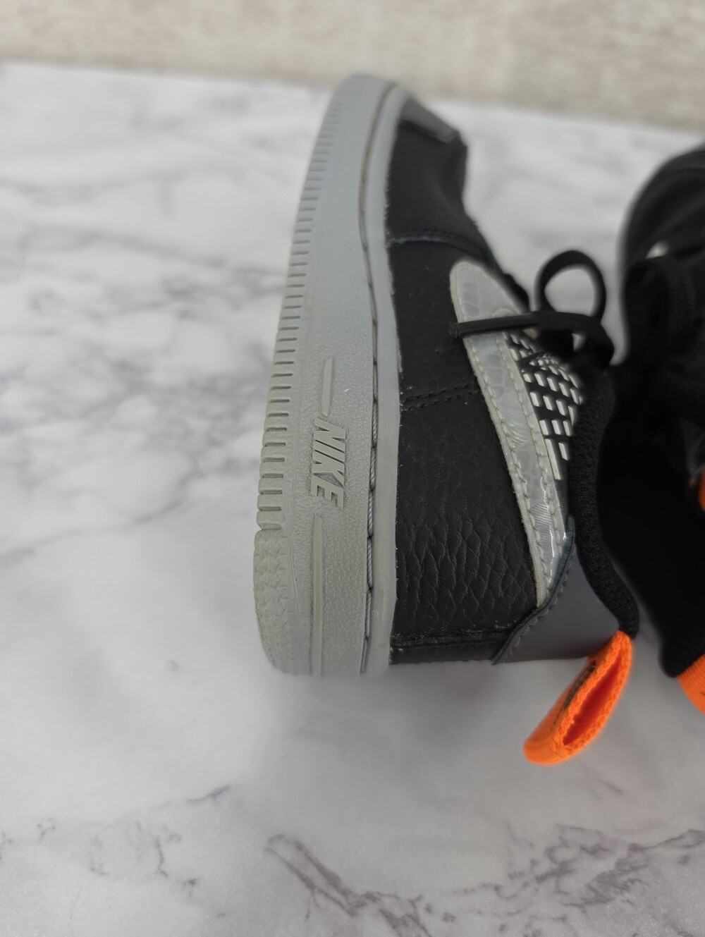 Nike Air Force Lv8 Kids Black & Gray Low-Top Sneakers with Orange Accent - Picture 10 of 11